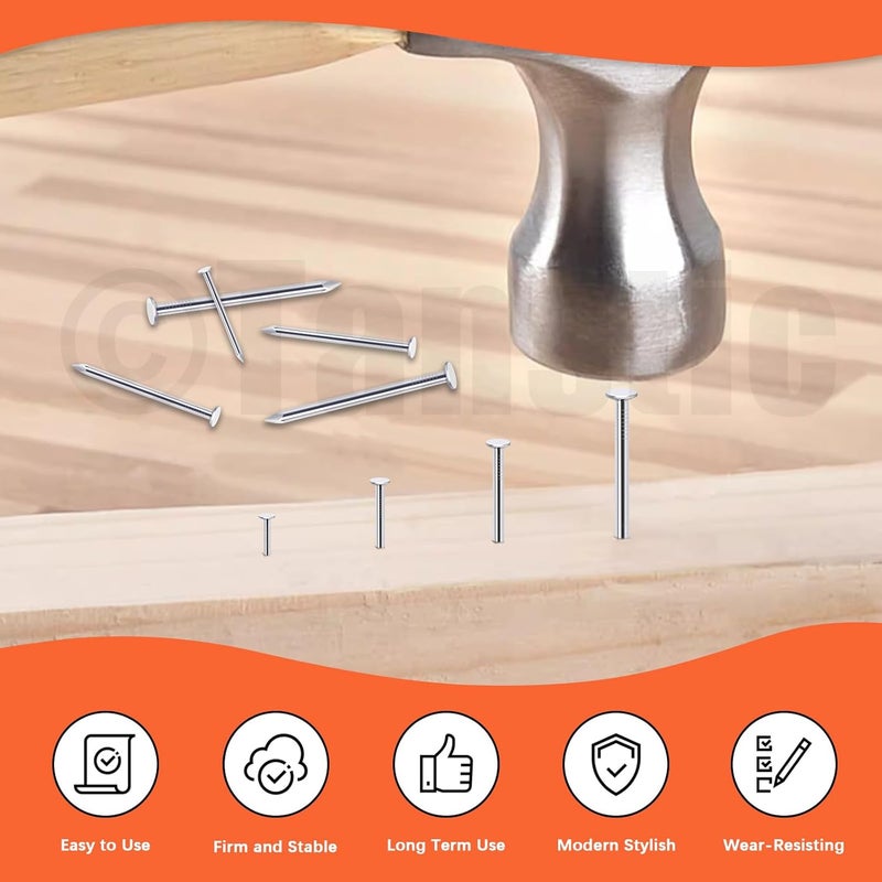 Tanstic 500Pcs 4 Sizes Hardware Nails Assortment Kit Finishing Nails Nails for Hanging Pictures Small Nails Wall Nails for Picture Hanging Woodworking(Silver) - Image 5